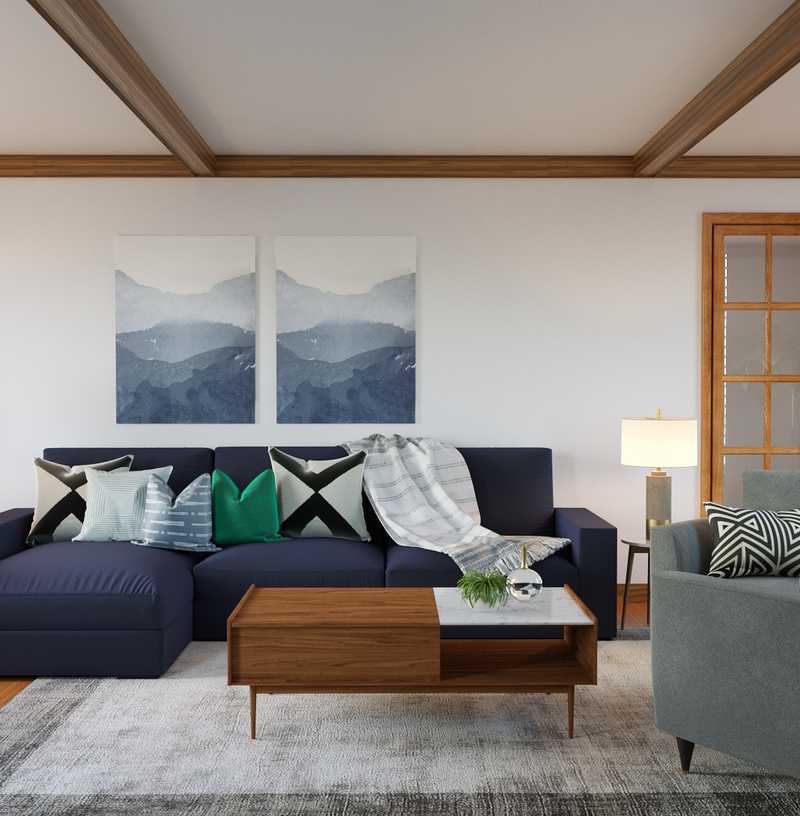 Bohemian, Midcentury Modern, Preppy Living Room Design by Havenly Interior Designer Natalie