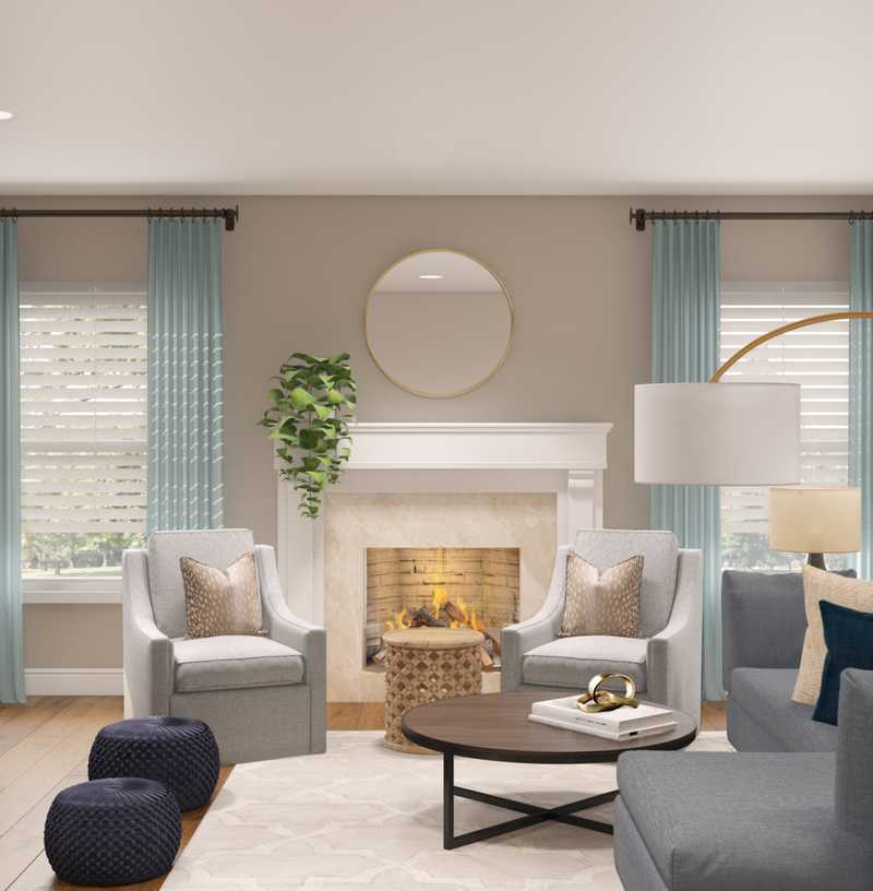 Classic, Coastal, Transitional Living Room Design by Havenly Interior Designer Britney