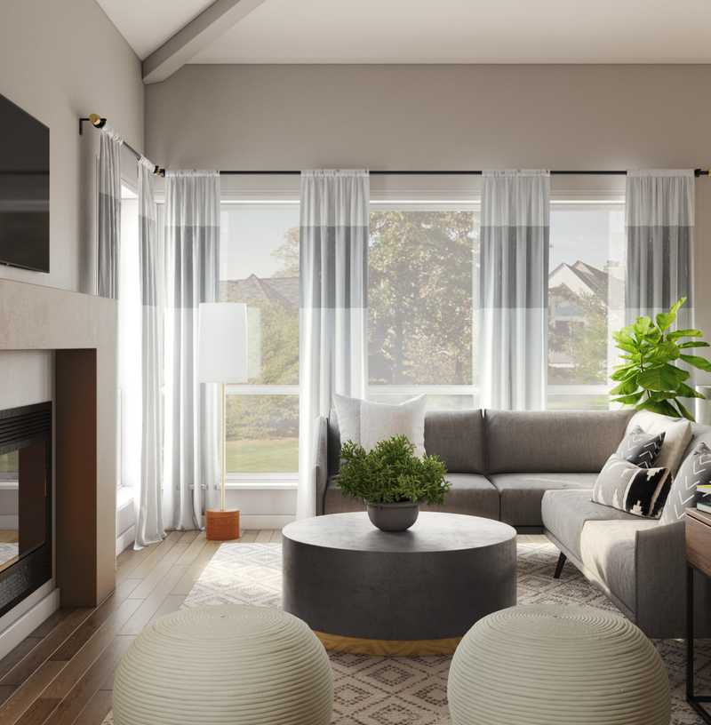 Modern, Industrial, Rustic Living Room Design by Havenly Interior Designer Moumita