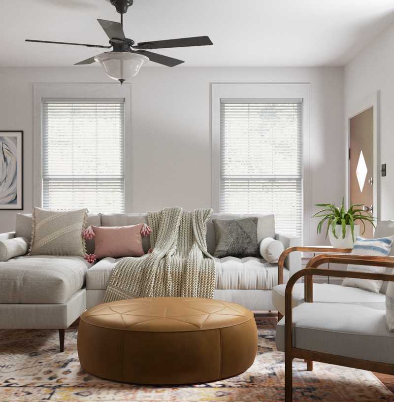 Bohemian, Midcentury Modern Living Room Design by Havenly Interior Designer Michelle