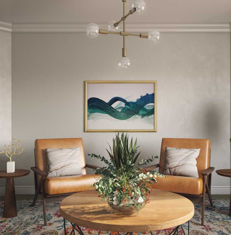 Glam, Midcentury Modern Living Room Design by Havenly Interior Designer Carly