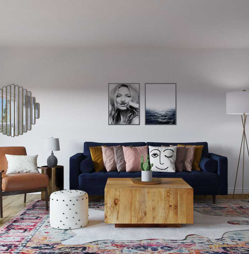 Eclectic, Bohemian, Glam, Global Living Room Design by Havenly Interior Designer Kacie