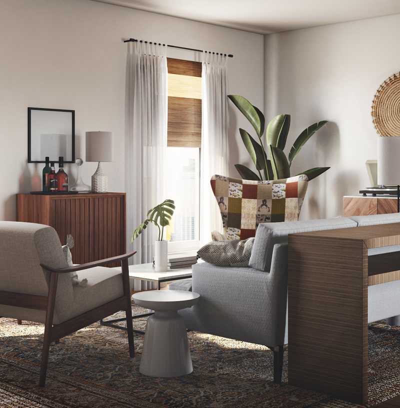 Bohemian, Midcentury Modern, Scandinavian Living Room Design by Havenly Interior Designer Abby