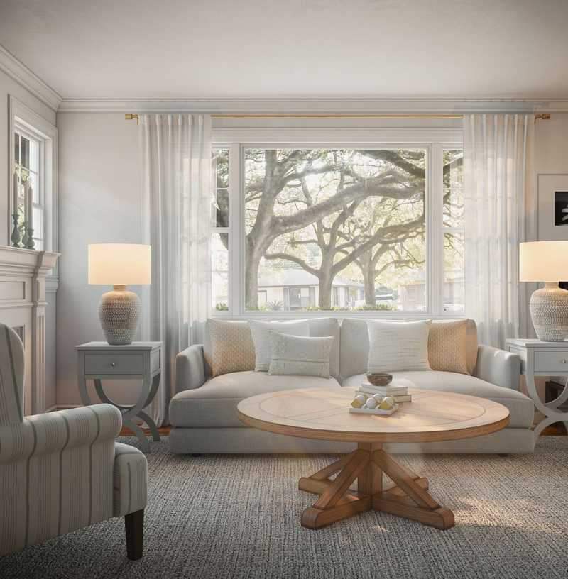 Coastal, Farmhouse Living Room Design by Havenly Interior Designer Heather
