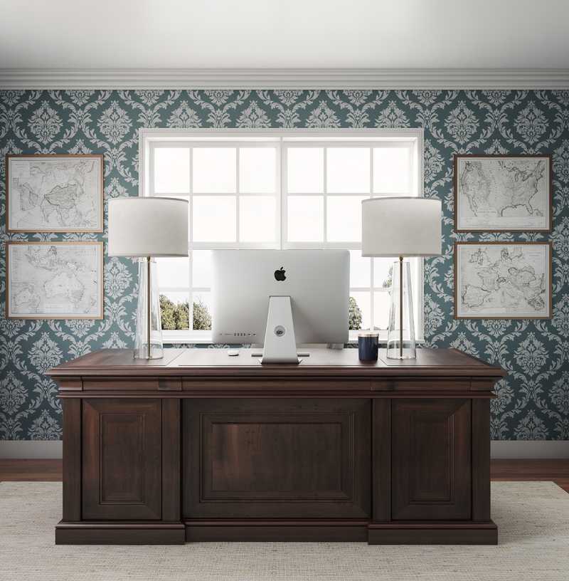 Modern, Glam, Traditional Office Design by Havenly Interior Designer Shannon