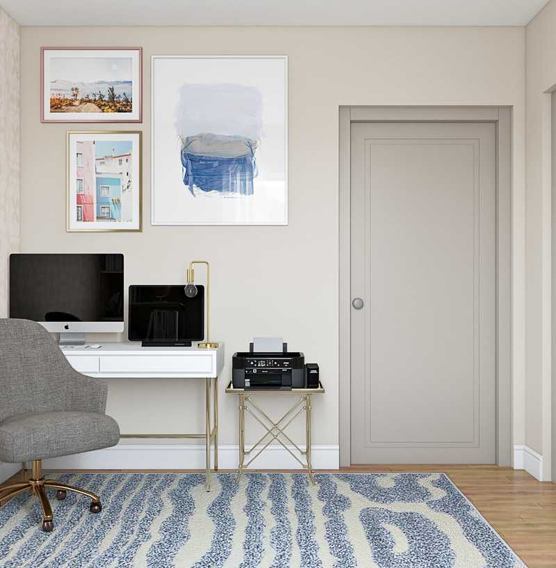 Glam, Preppy Office Design by Havenly Interior Designer Catrina