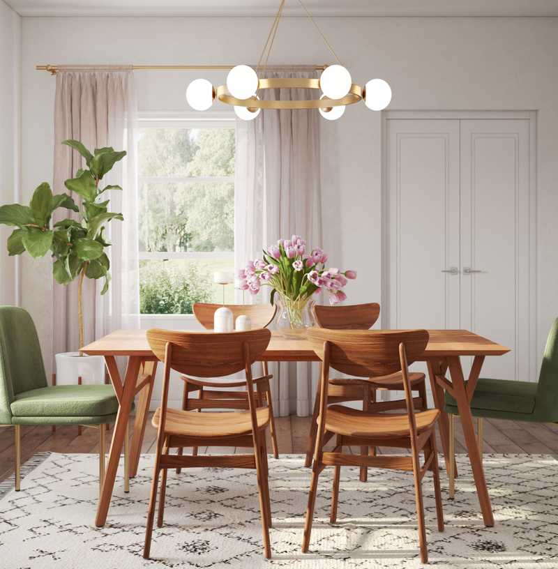 Bohemian, Midcentury Modern Dining Room Design by Havenly Interior Designer Janice