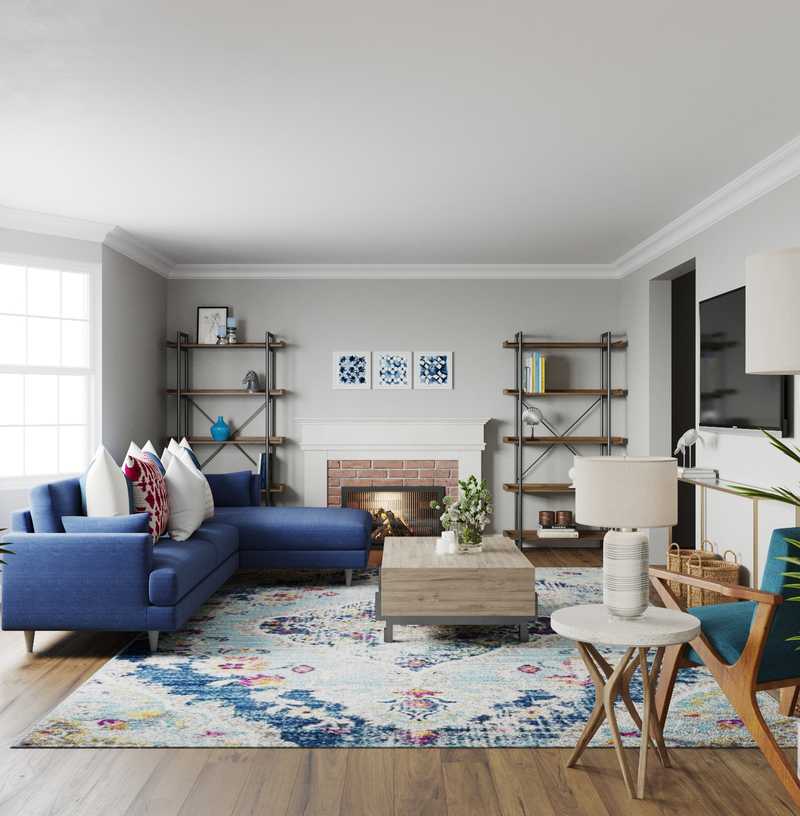 Coastal, Glam Living Room Design by Havenly Interior Designer Katerina