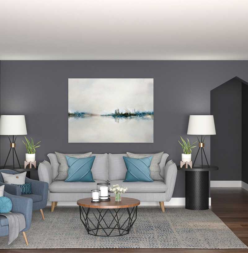 Modern, Rustic, Midcentury Modern Living Room Design by Havenly Interior Designer Fendy