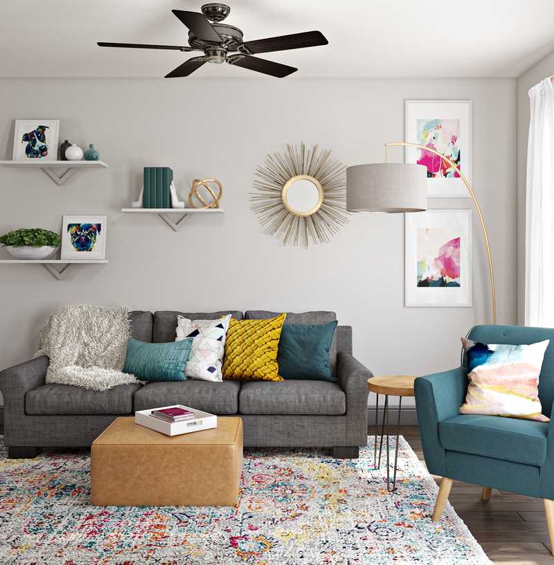 Contemporary, Eclectic Living Room Design by Havenly Interior Designer Christina