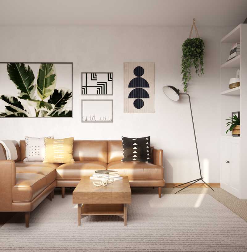 Bohemian, Midcentury Modern Living Room Design by Havenly Interior Designer Leslie