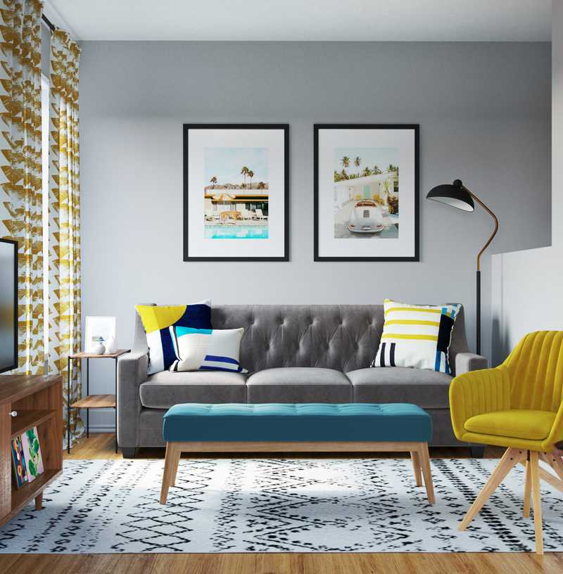 Eclectic, Bohemian, Global, Midcentury Modern Living Room Design by Havenly Interior Designer Natalie