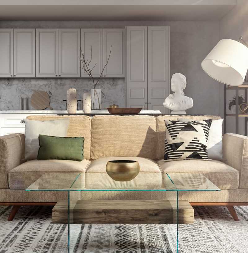 Contemporary, Modern, Eclectic, Midcentury Modern Living Room Design by Havenly Interior Designer Kayla
