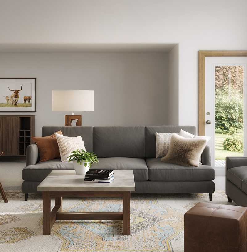 Rustic, Midcentury Modern Living Room Design by Havenly Interior Designer Katie