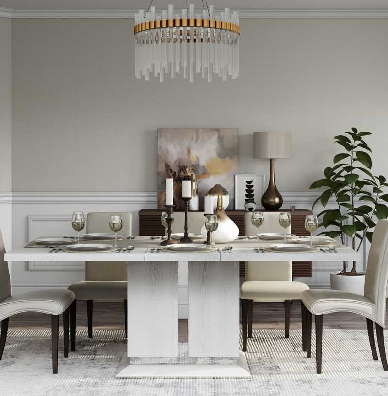 Glam, Transitional Dining Room Design by Havenly Interior Designer Vaishali