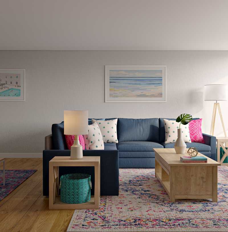 Coastal, Farmhouse Living Room Design by Havenly Interior Designer Carolyn