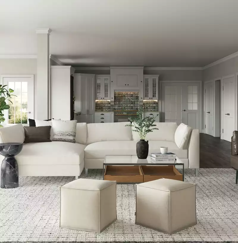 Modern, Classic, Farmhouse, Transitional Living Room Design by Havenly Interior Designer Stacy