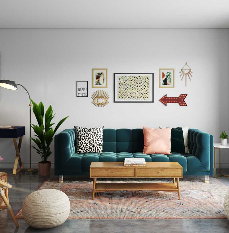 Modern, Bohemian, Midcentury Modern Living Room Design by Havenly Interior Designer Alex