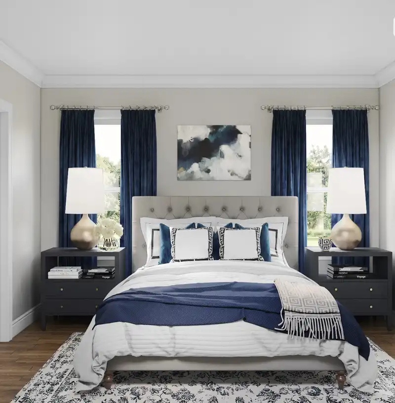 Glam, Farmhouse Bedroom Design by Havenly Interior Designer Liliana