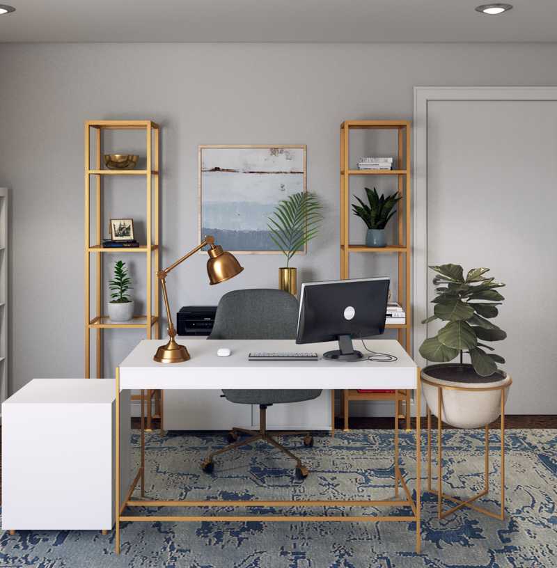 Glam, Midcentury Modern Office Design by Havenly Interior Designer Kacie