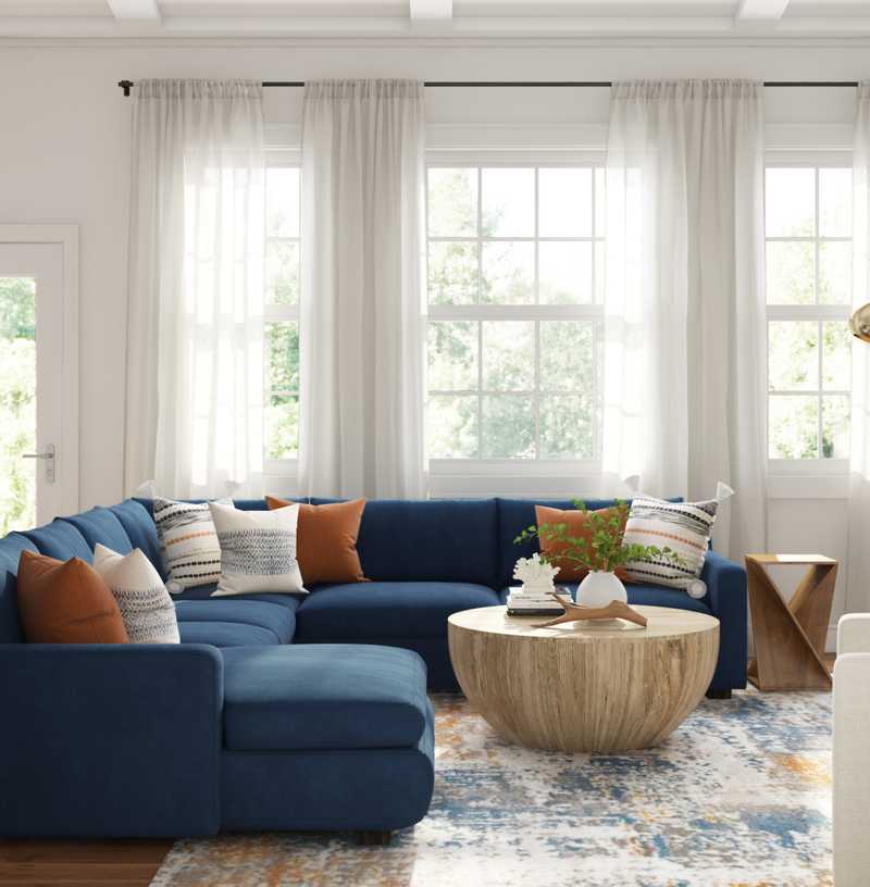 Contemporary, Classic, Coastal, Rustic, Transitional Living Room Design by Havenly Interior Designer Lisa