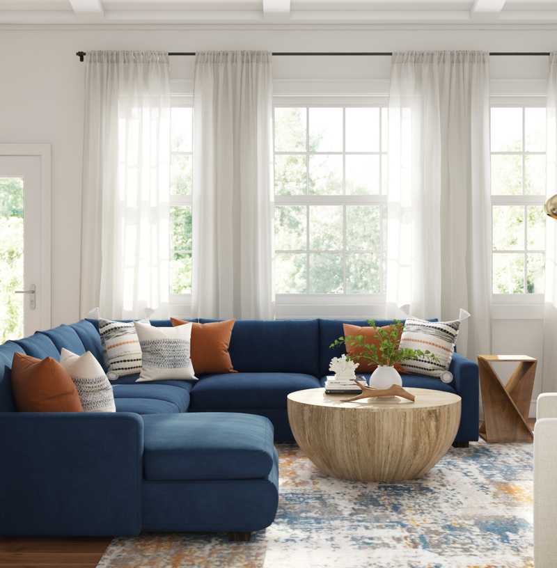 Contemporary, Classic, Coastal, Rustic, Transitional Living Room Design by Havenly Interior Designer Lisa