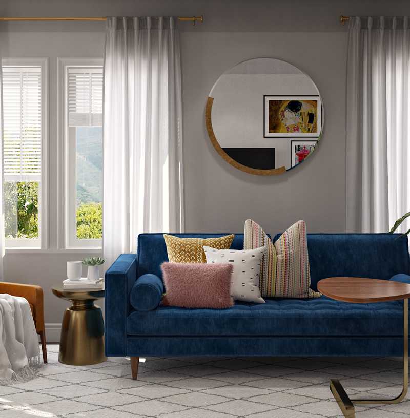 Bohemian, Midcentury Modern, Scandinavian Living Room Design by Havenly Interior Designer Kasee