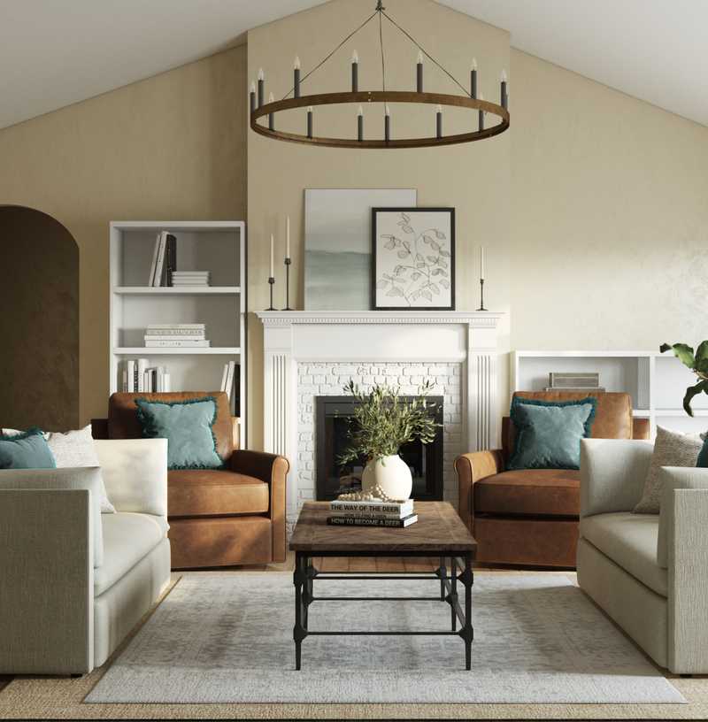 Classic, Farmhouse Living Room Design by Havenly Interior Designer Kaity