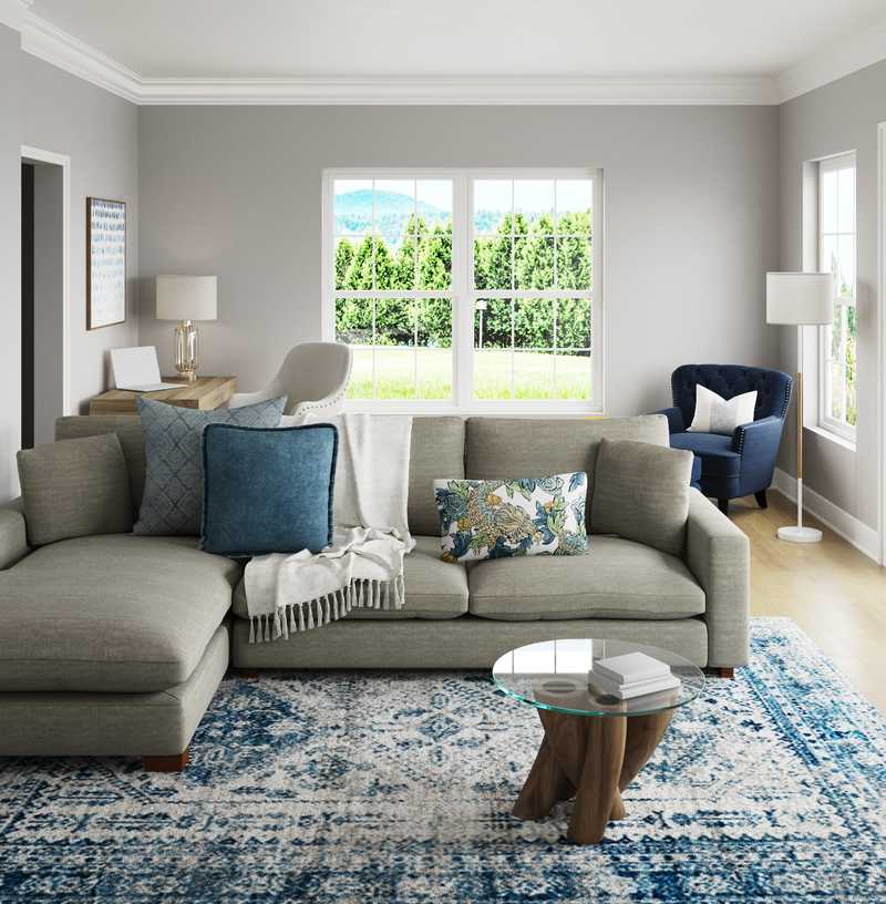 Bohemian, Coastal, Glam Living Room Design by Havenly Interior Designer Michelle