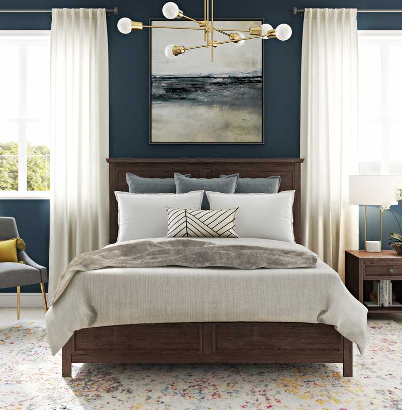 Glam, Midcentury Modern, Scandinavian Bedroom Design by Havenly Interior Designer Kamila