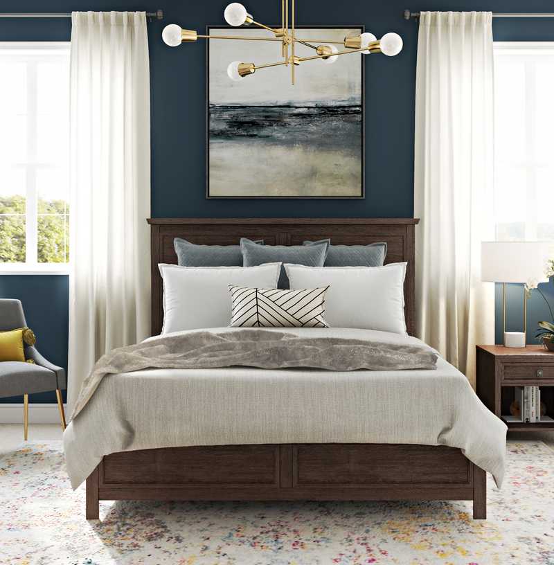 Glam, Midcentury Modern, Scandinavian Bedroom Design by Havenly Interior Designer Kamila