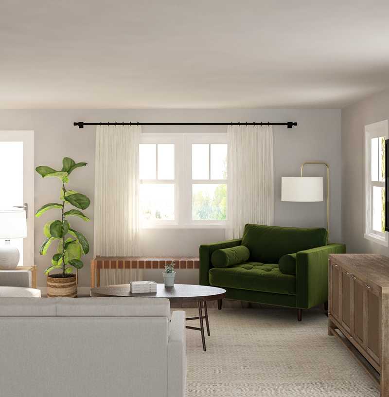 Coastal, Glam Living Room Design by Havenly Interior Designer Caroline