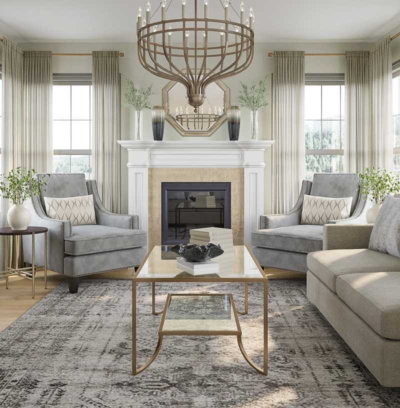 Glam, Traditional Living Room Design by Havenly Interior Designer Madeline