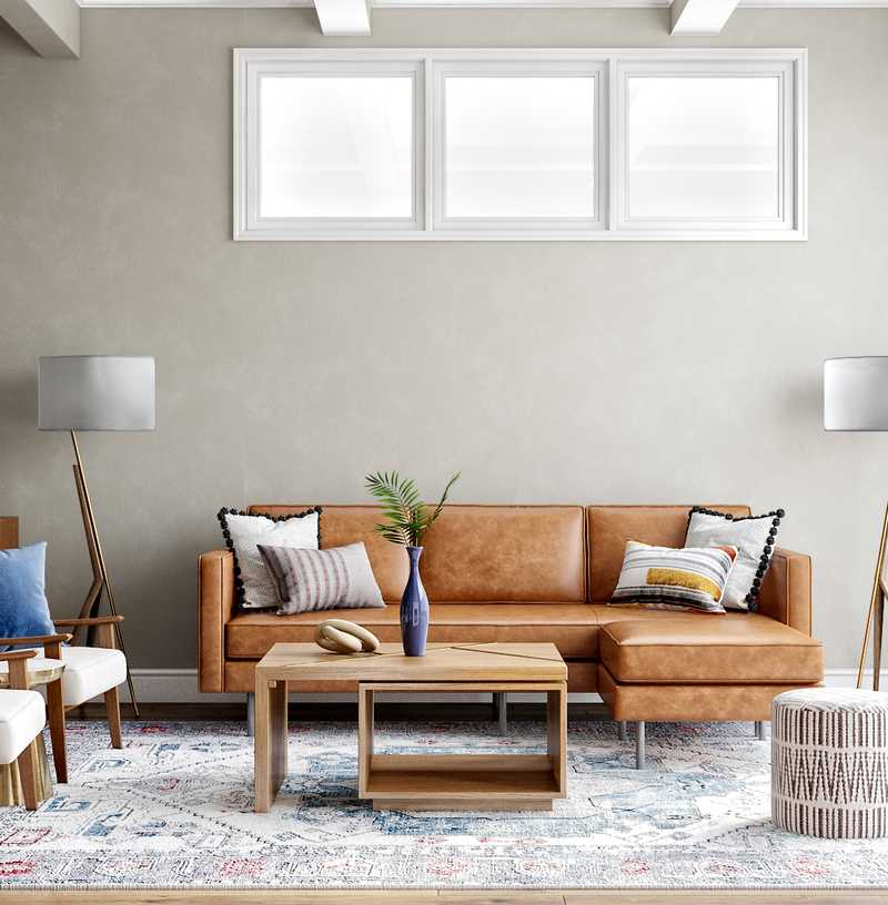 Bohemian, Midcentury Modern Living Room Design by Havenly Interior Designer Freddi