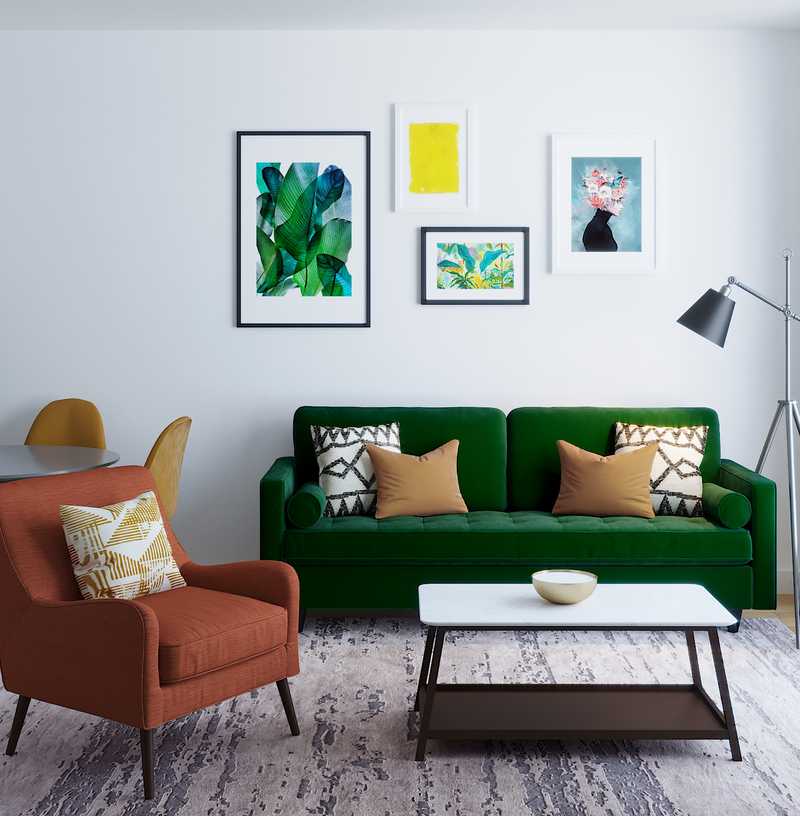 Modern, Midcentury Modern Living Room Design by Havenly Interior Designer Alice