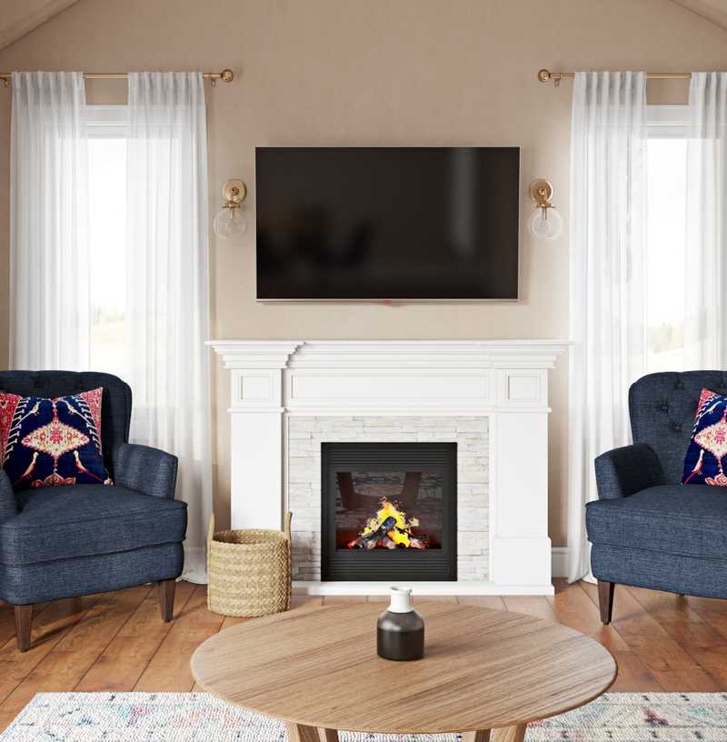 Bohemian, Midcentury Modern Living Room Design by Havenly Interior Designer Abigail