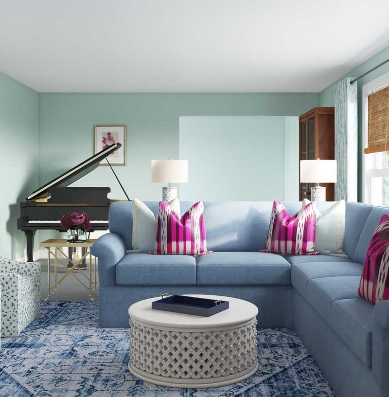 Classic, Traditional, Preppy Living Room Design by Havenly Interior Designer Brooke