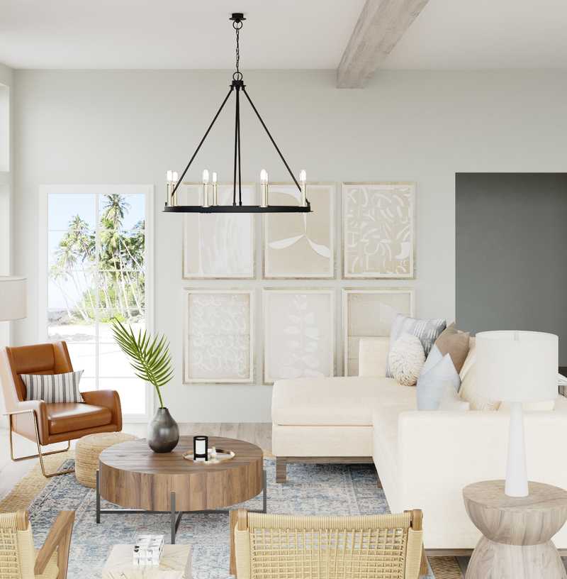 Classic, Coastal, Farmhouse Living Room Design by Havenly Interior Designer Kelly