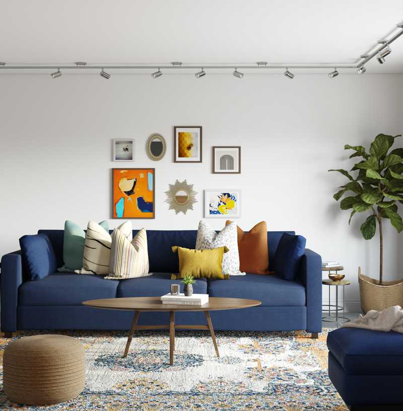 Eclectic, Bohemian, Glam, Midcentury Modern Living Room Design by Havenly Interior Designer Dani