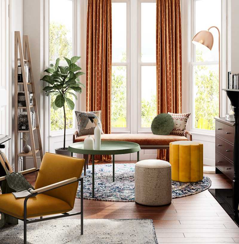 Eclectic, Midcentury Modern Living Room Design by Havenly Interior Designer Weiran