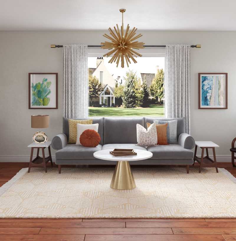Bohemian, Global, Midcentury Modern Living Room Design by Havenly Interior Designer Alexandra