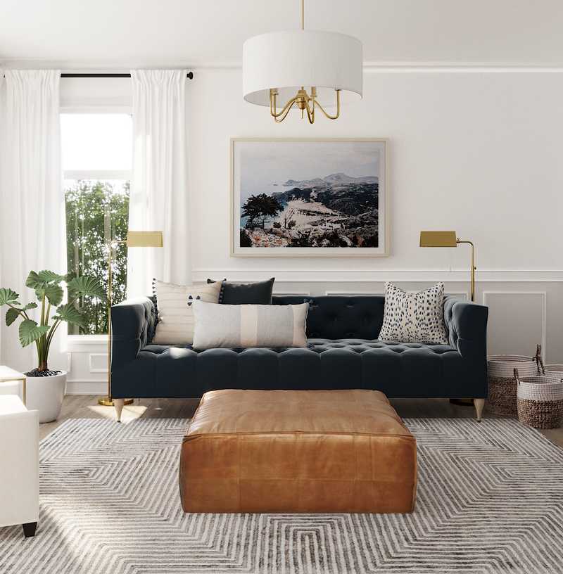 Modern, Bohemian, Coastal, Farmhouse Living Room Design by Havenly Interior Designer Shelby