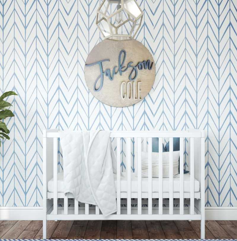 Contemporary, Coastal, Farmhouse, Transitional Nursery Design by Havenly Interior Designer Lyndsi