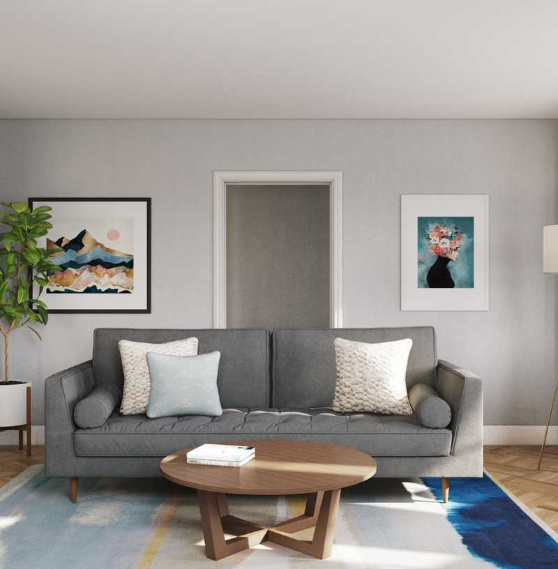 Bohemian, Midcentury Modern Living Room Design by Havenly Interior Designer Sara