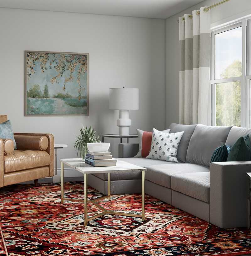 Modern, Midcentury Modern, Minimal Living Room Design by Havenly Interior Designer Caitlin