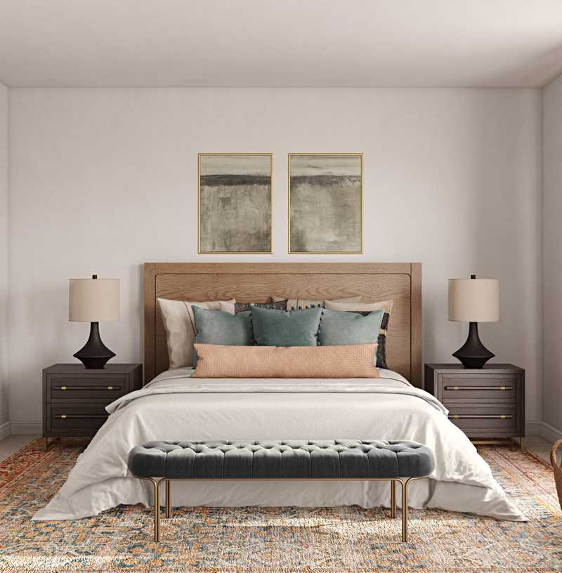 Contemporary, Eclectic, Bohemian, Midcentury Modern Bedroom Design by Havenly Interior Designer Patricia