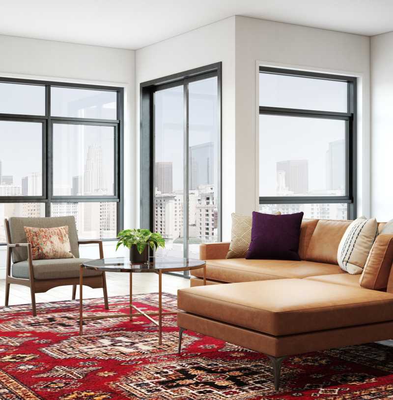 Modern, Bohemian, Midcentury Modern Living Room Design by Havenly Interior Designer Mai
