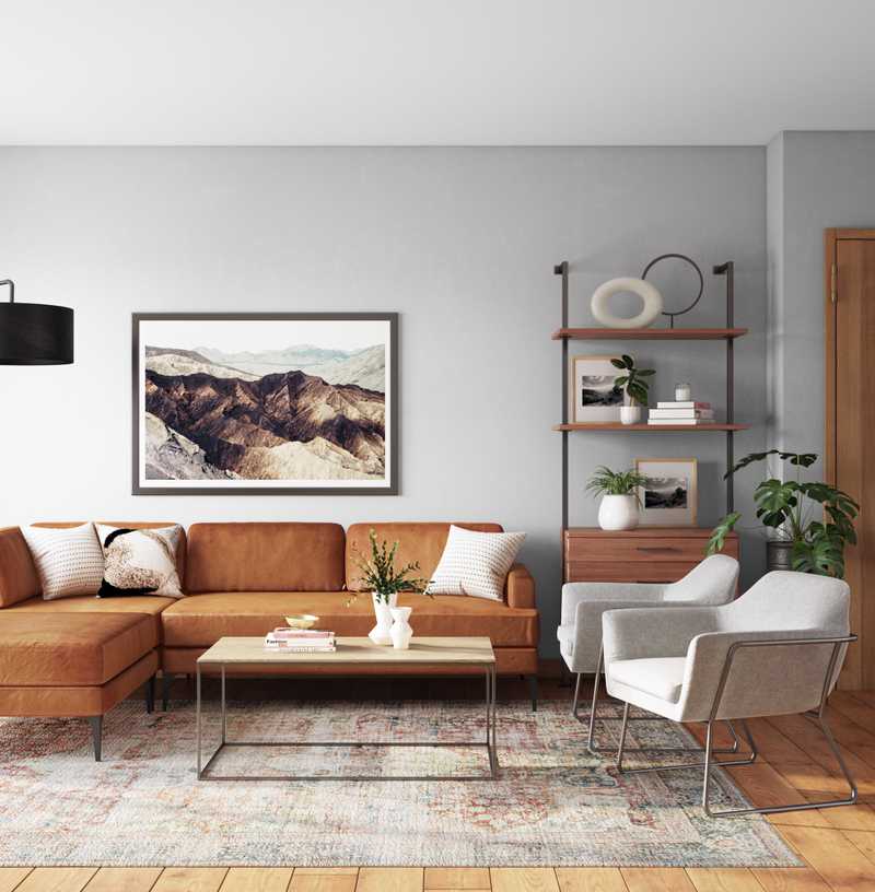 Industrial, Midcentury Modern Living Room Design by Havenly Interior Designer Andrea