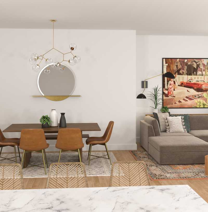 Bohemian, Midcentury Modern Dining Room Design by Havenly Interior Designer Kaity