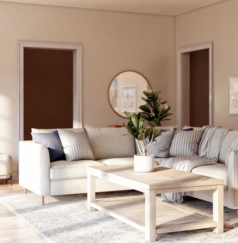Coastal, Farmhouse, Country Living Room Design by Havenly Interior Designer Elyse